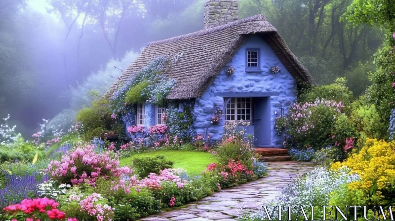 AI ART Enchanting Cottage Amidst Lush Floral Garden