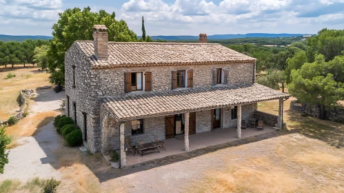 Historic Rural Architecture with Wooden Shutters