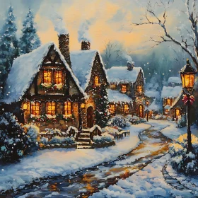 Rustic Christmas Cottages in Winter Wonderland