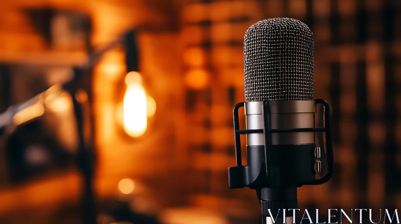 Microphone in Acoustic Studio AI Image