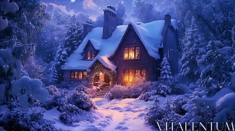 Winter Escape to a Warm Cabin AI Image