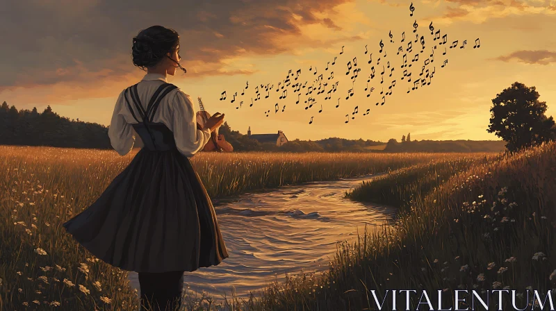 Musical Sunset by the Stream