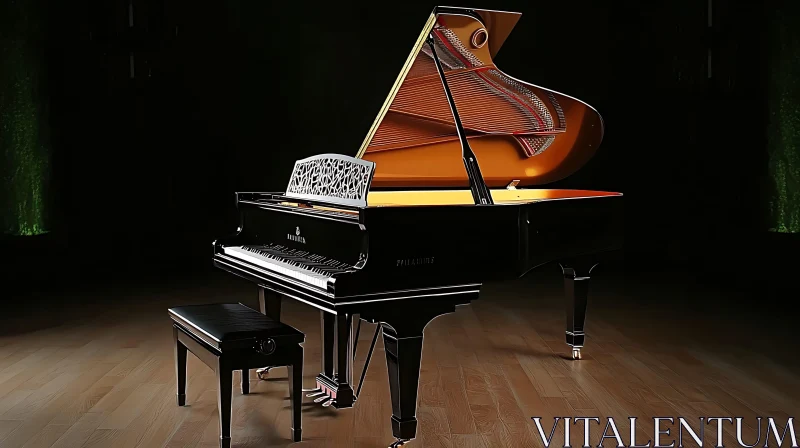 Classical Grand Piano on Wooden Floor