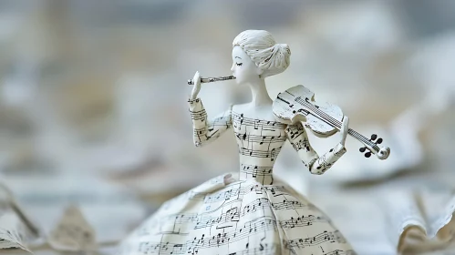 Intricate Art of a Violin and Flute Player