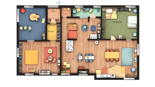 Vibrant Home Layout with Furnished Rooms