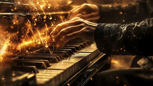 Mystical Golden Hands on Piano