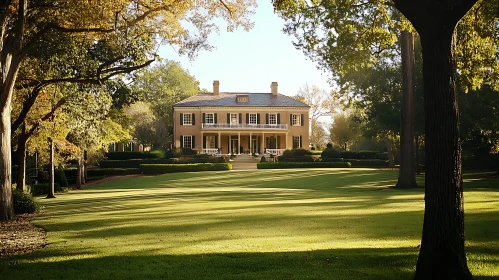 Luxurious Estate with Manicured Lawn and Trees