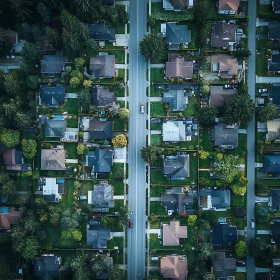 Drone View of Suburban Houses and Streets