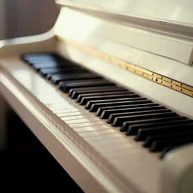 Glossy White Piano Keys and Gold Details