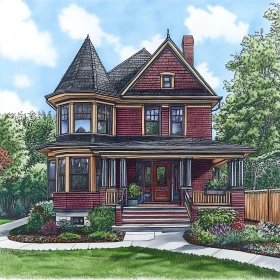 Illustration of a Victorian Home