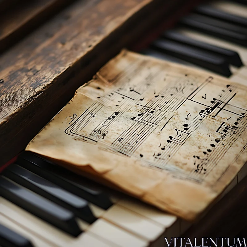 Antique Musical Notes on Piano Keys AI Image