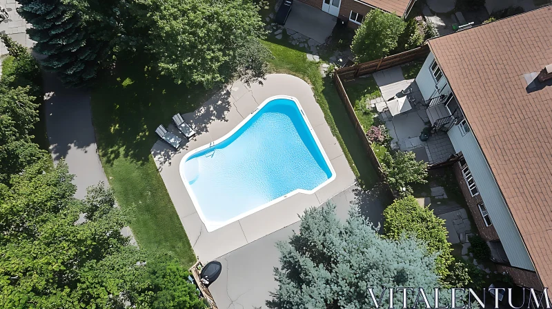 Aerial View of Home with Pool AI Image