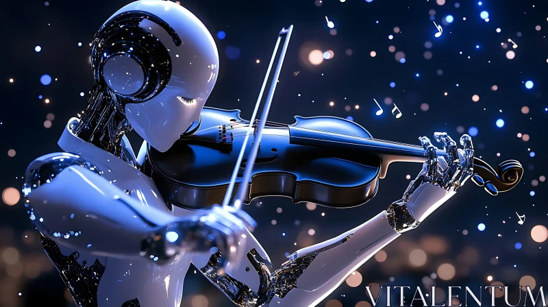 Humanoid Robot Violinist in a Technological Symphony AI Image