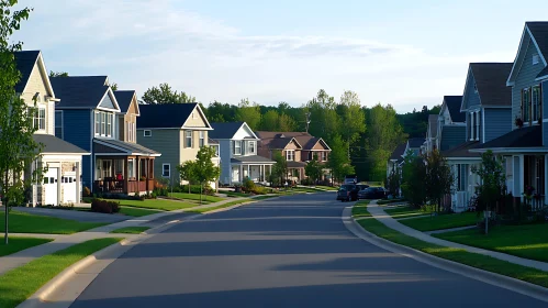 Peaceful Residential Street with Beautiful Houses