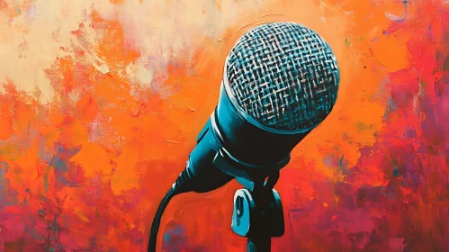 Vibrant Microphone in Abstract Pop Art