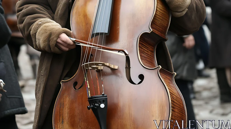 Musician Performing with Cello Outdoors AI Image