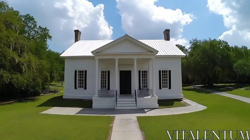 AI ART Elegant House with Columns and Green Lawn