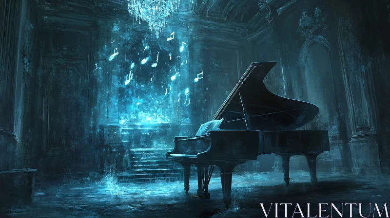 AI ART Ethereal Symphony: A Grand Piano in a Haunted Hall