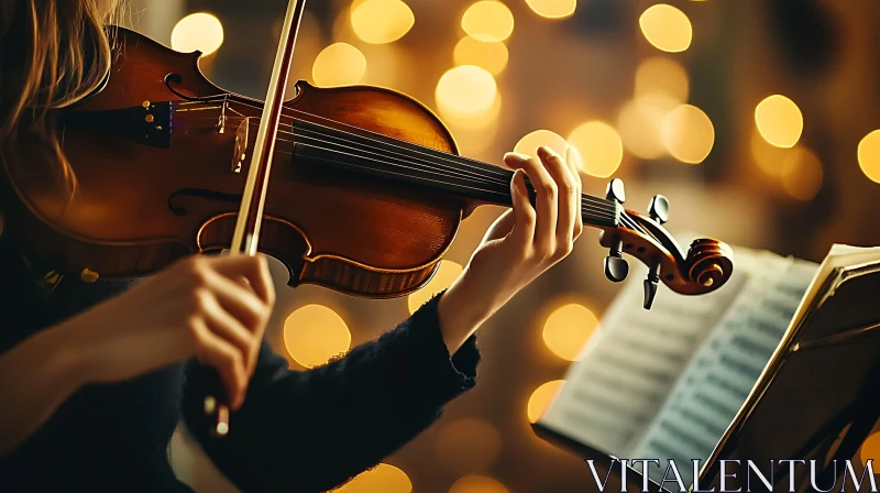 AI ART Intimate Violin Performance with Bokeh Background