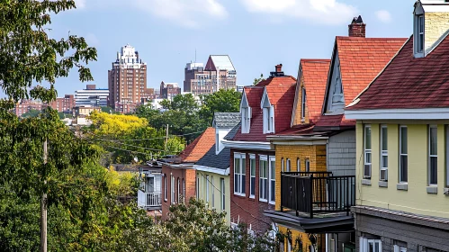 City Skyline with Vibrant Residential Houses