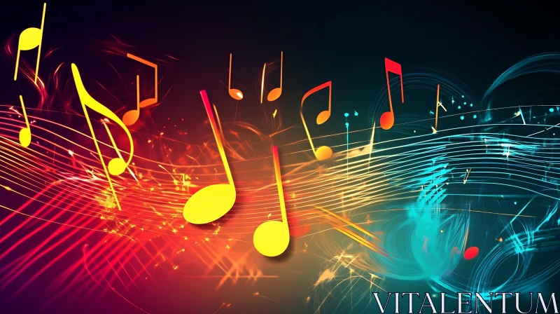 Vibrant Musical Notes in Abstract Artwork AI Image