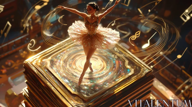 AI ART Elegant Ballerina Surrounded by Musical Harmony