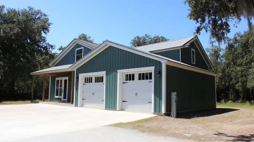 Contemporary Home with Dual Garage and White Trim