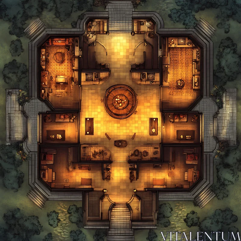 Detailed Overhead View of a Luxury Mansion Layout AI Image