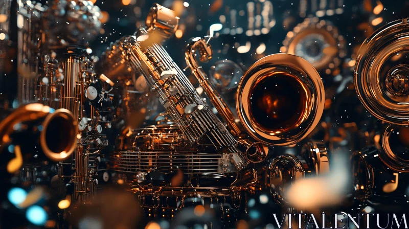 Futuristic Brass Instruments Composition AI Image