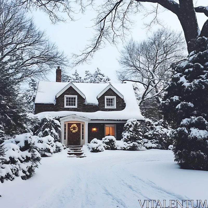 AI ART Winter Wonderland House with Festive Decor