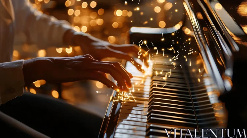 Enchanting Piano Keys with Luminous Notes AI Image