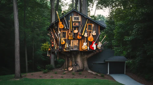 Artistic Treehouse in a Forest