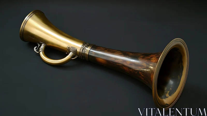 Antique Brass and Wooden Horn AI Image