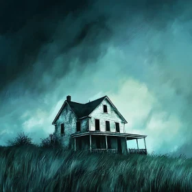 Haunted Abandoned House in a Stormy Setting