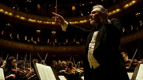 Maestro Conducting Symphony in Grand Venue