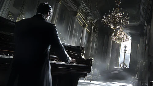 Elegant Piano Performance in Luxurious Hall