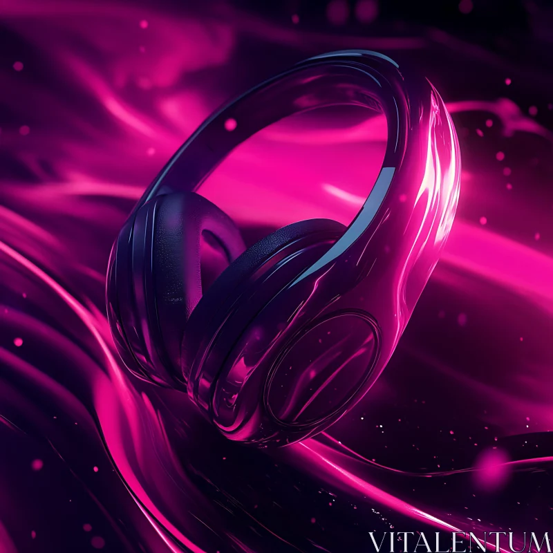 AI ART Futuristic Headphones With Neon Glow