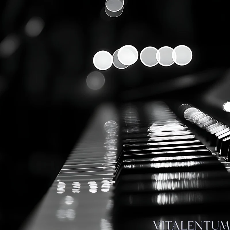 Abstract Piano Key Close-Up with Lights AI Image