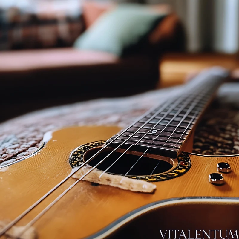 Acoustic Guitar on Cozy Rug AI Image