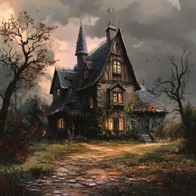 Gothic Haunted House at Twilight