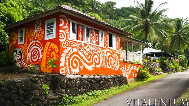 Colorful Island Mural House AI Image