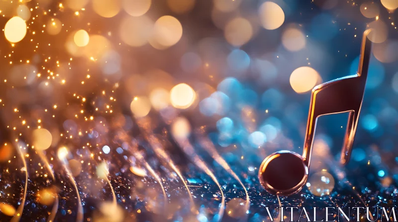 Radiant musical note surrounded by sparkle and bokeh AI Image