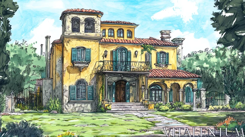 Elegant Mediterranean Villa AI Image