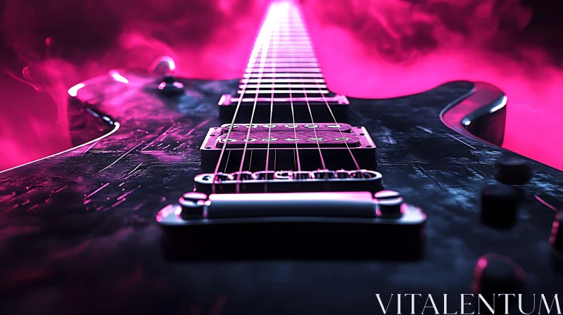 Vivid Electric Guitar with Smoky Pink Surround AI Image