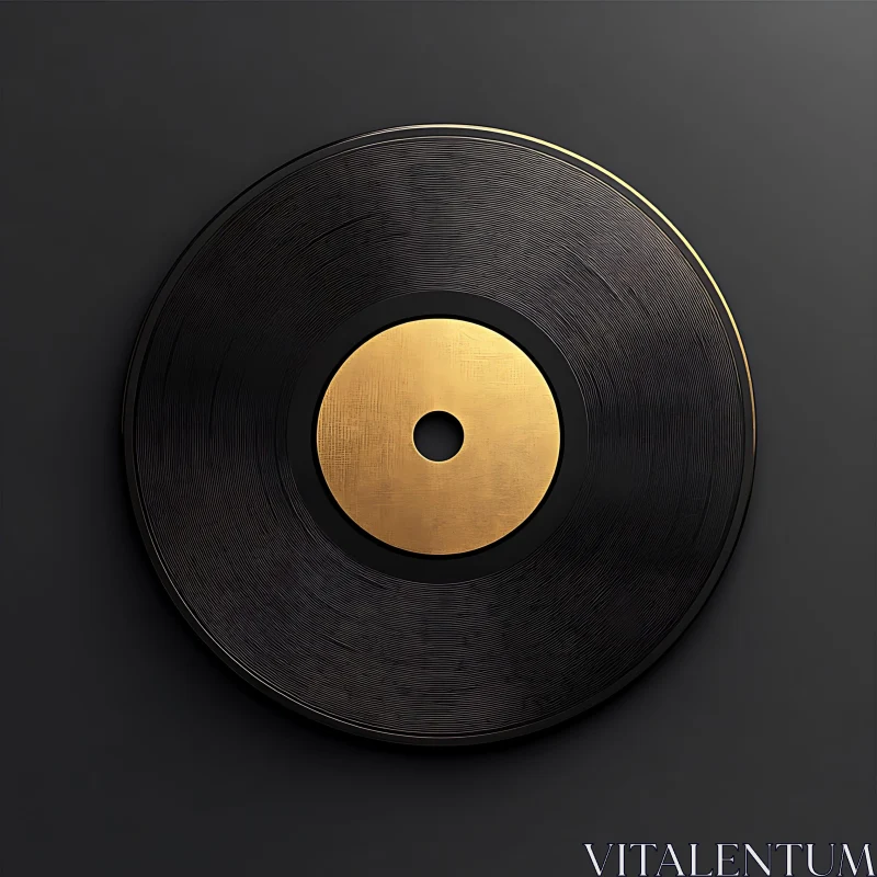 Golden Center Vinyl Record Abstract Art AI Image