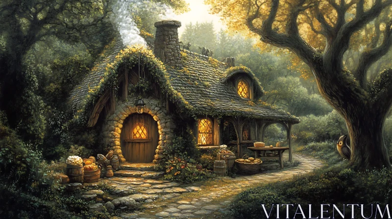 Whimsical Woodland Cottage AI Image