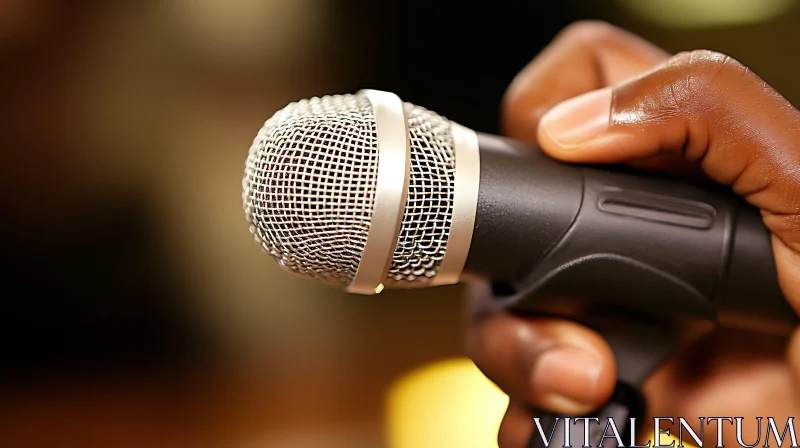 Hand Gripping a Performance Microphone AI Image