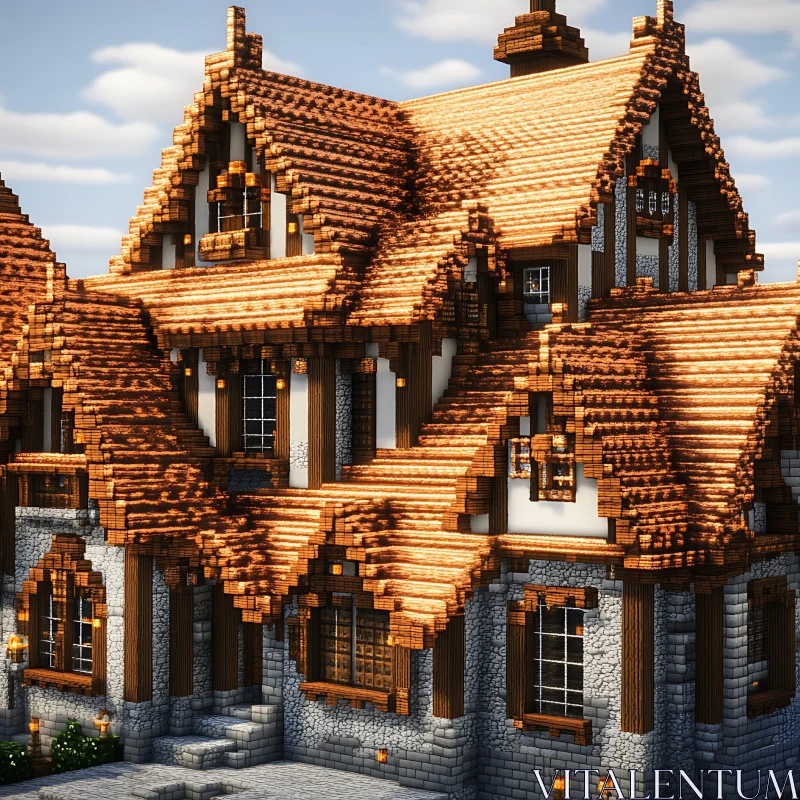 Intricate Medieval Building with Steep Roofs