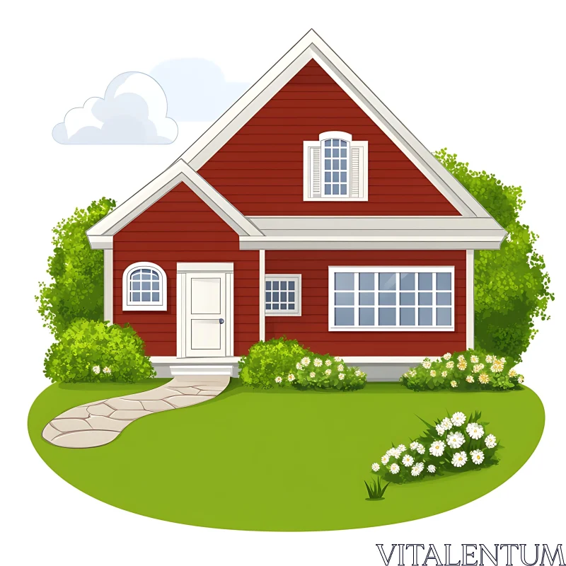 Cozy Red House with Manicured Garden