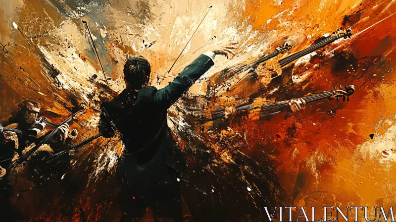 Energetic Abstract Painting of Orchestra Conductor